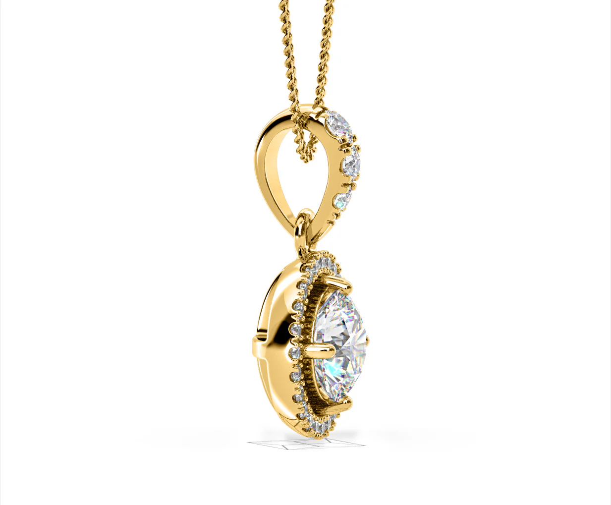 Ella Lab Diamond Halo 1.38ct Pendant Necklace in 18K Yellow Gold F/VS1 - Image 71