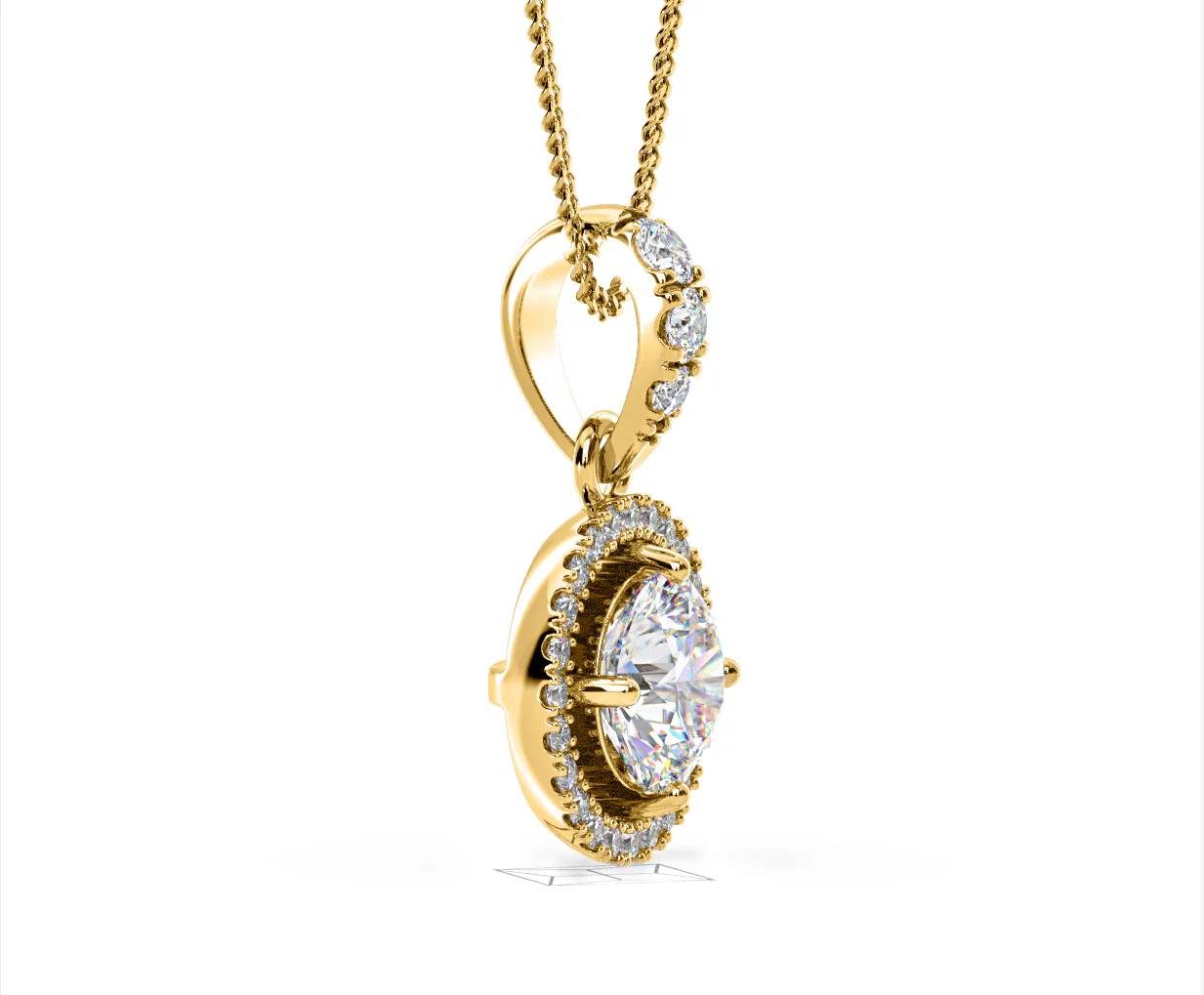 Ella Lab Diamond Halo 1.38ct Pendant Necklace in 18K Yellow Gold F/VS1 - Image 73