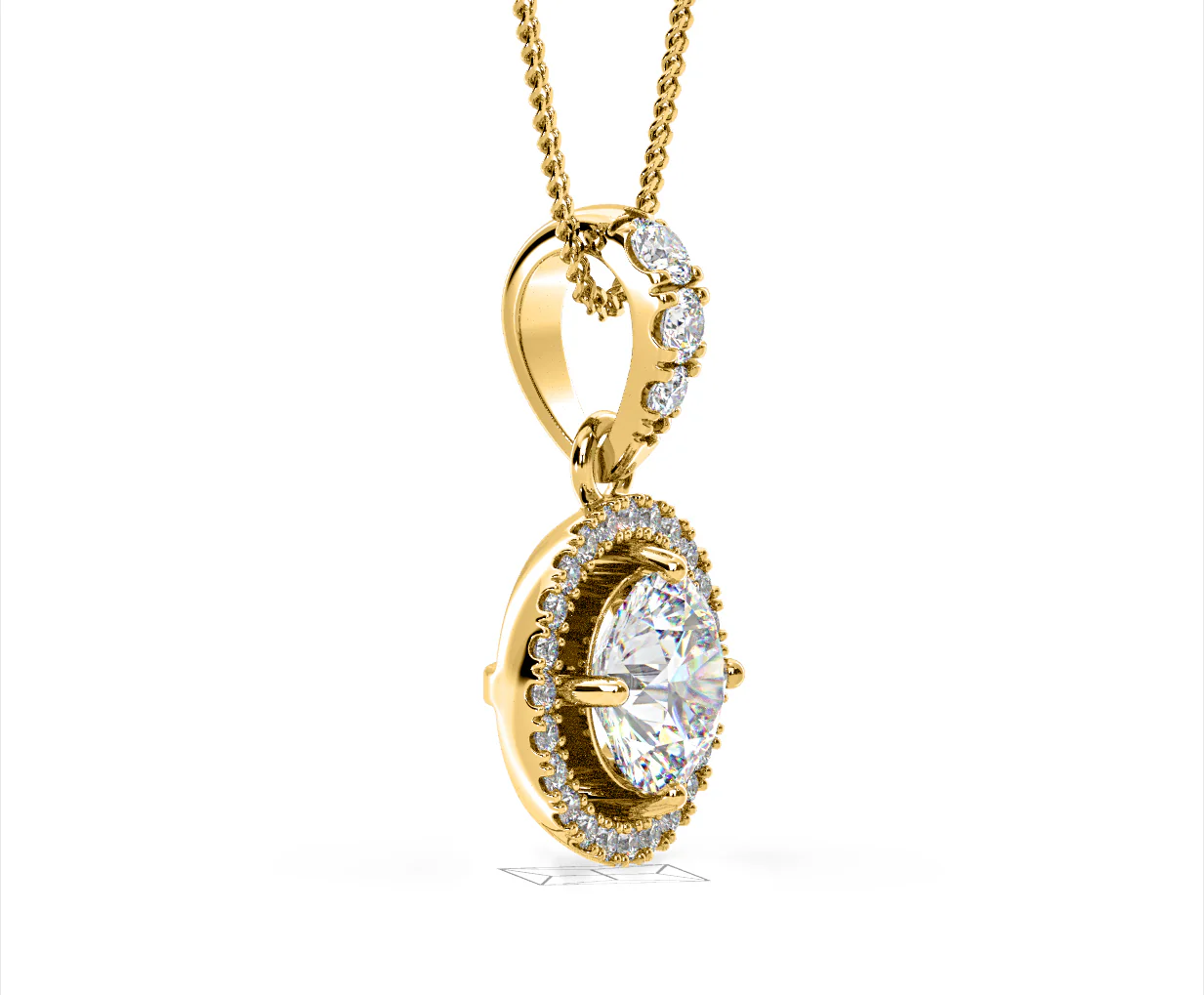 Ella Lab Diamond Halo 1.38ct Pendant Necklace in 18K Yellow Gold F/VS1 - Image 74