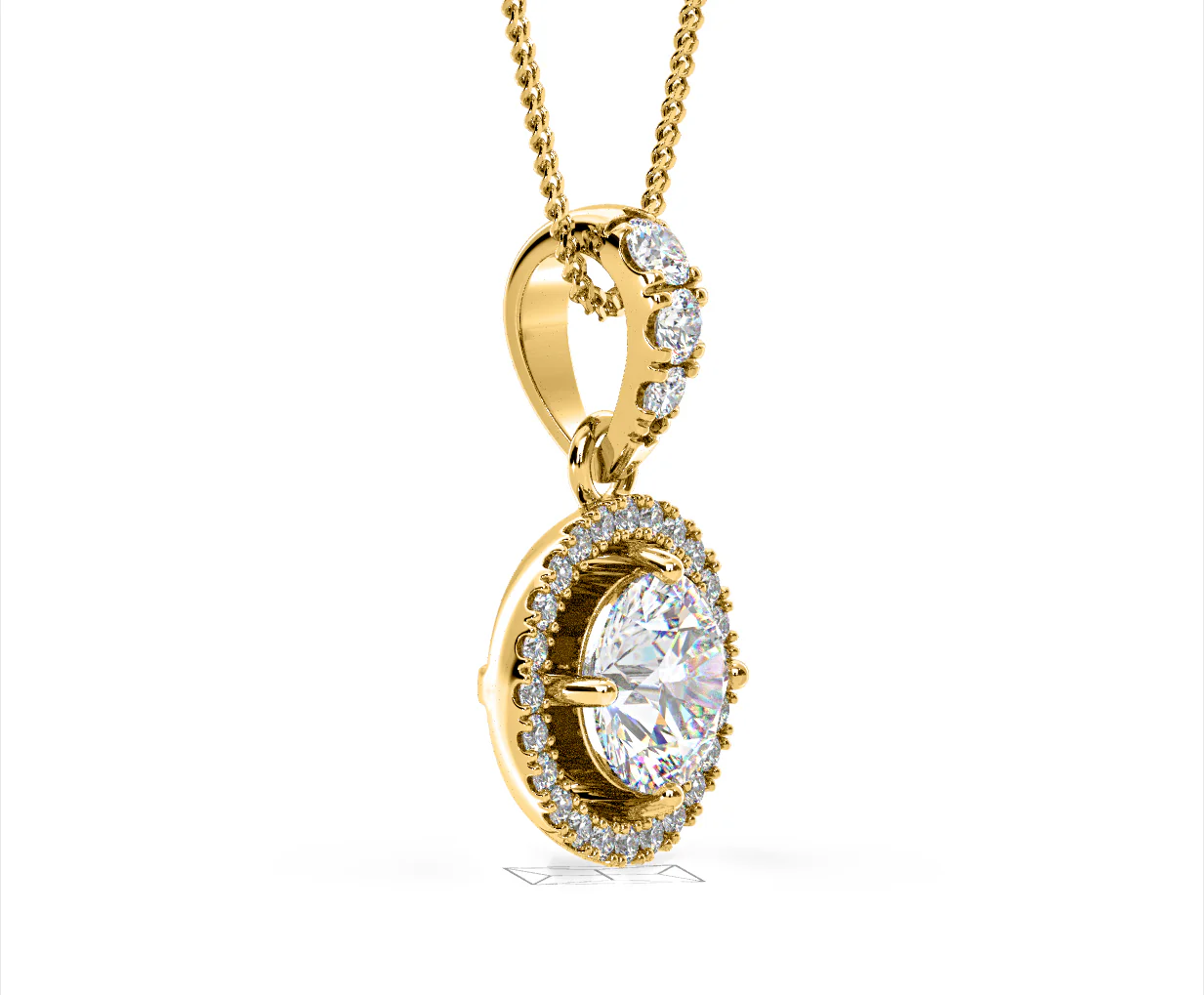 Ella Lab Diamond Halo 1.38ct Pendant Necklace in 18K Yellow Gold F/VS1 - Image 75