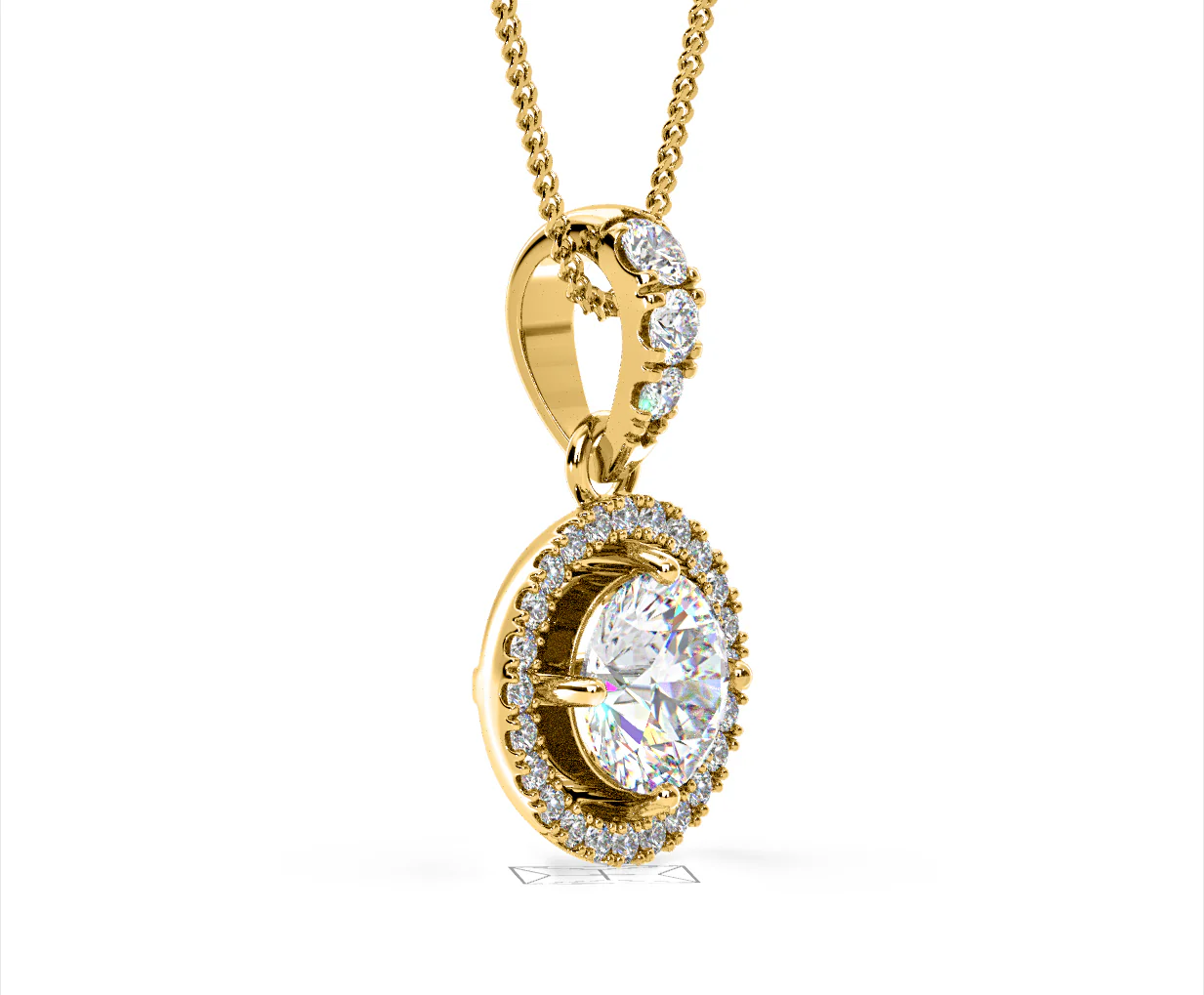 Ella Lab Diamond Halo 1.38ct Pendant Necklace in 18K Yellow Gold F/VS1 - Image 76