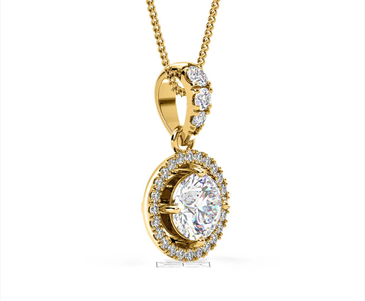 Ella Lab Diamond Halo 1.38ct Pendant Necklace in 18K Yellow Gold F/VS1 - Image 77