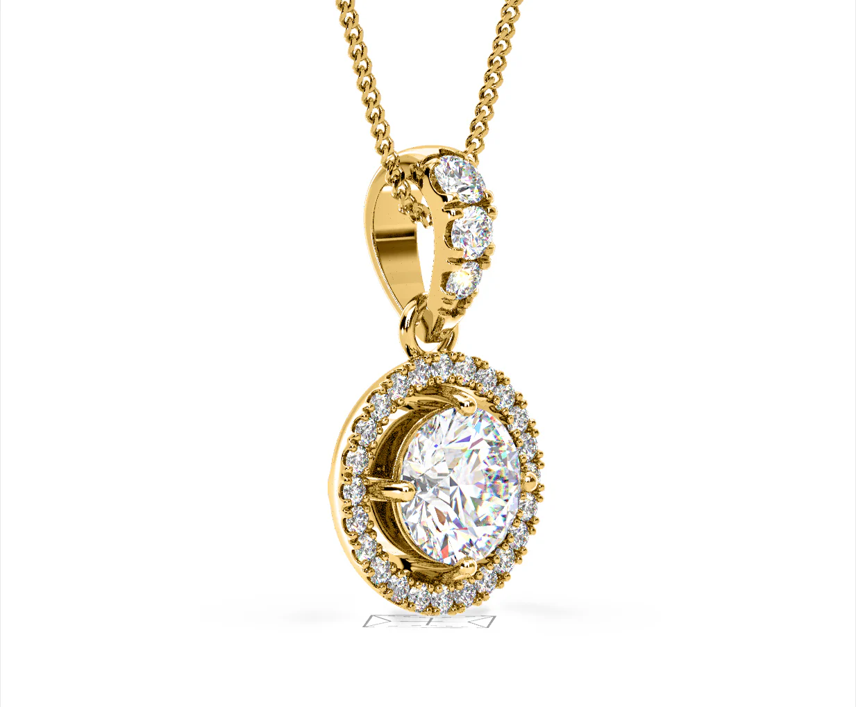 Ella Lab Diamond Halo 1.38ct Pendant Necklace in 18K Yellow Gold F/VS1 - Image 78
