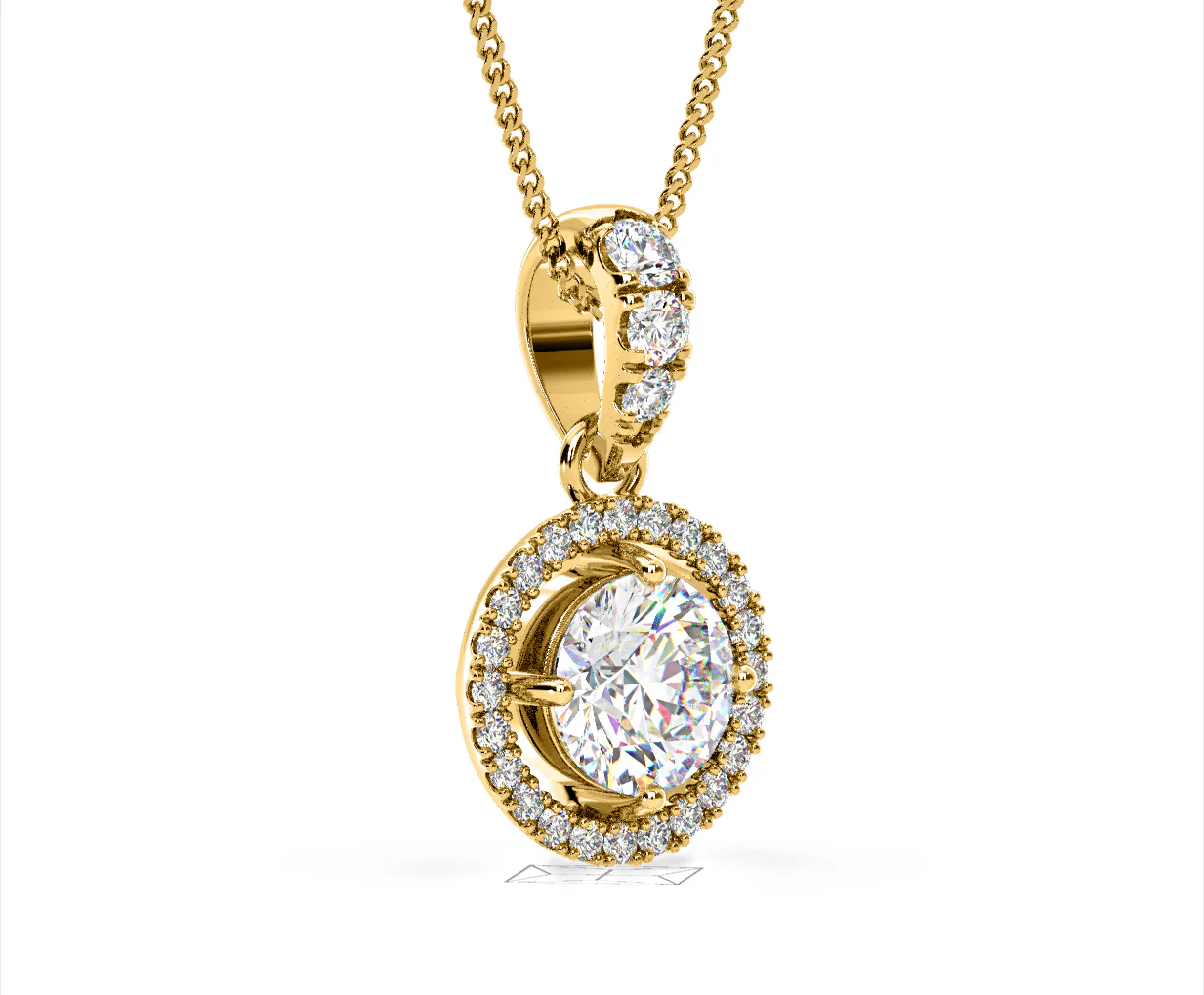 Ella Lab Diamond Halo 1.38ct Pendant Necklace in 18K Yellow Gold F/VS1 - Image 79