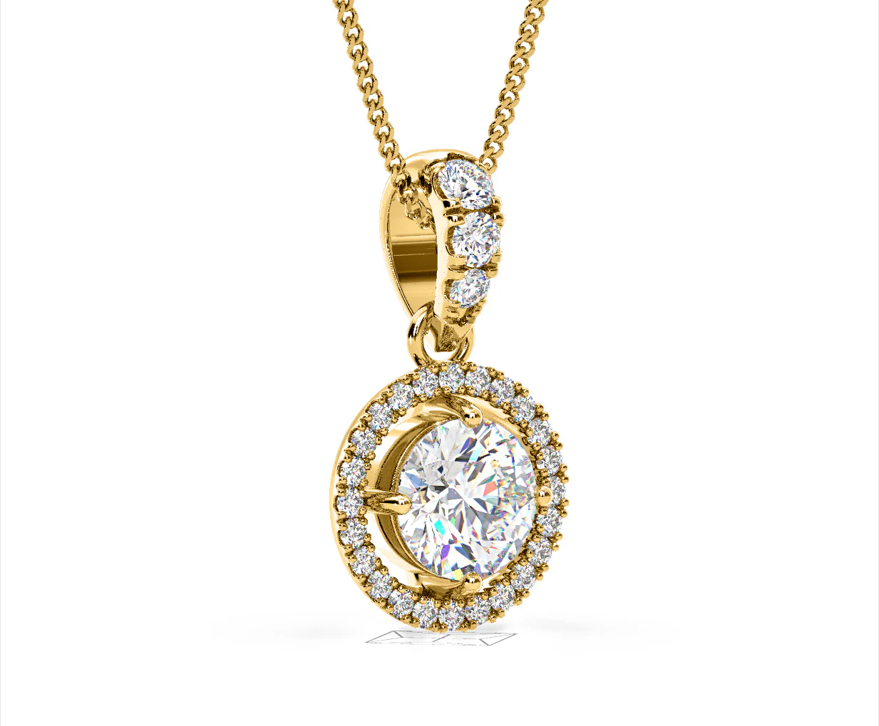 Ella Lab Diamond Halo 1.38ct Pendant Necklace in 18K Yellow Gold F/VS1 - Image 80