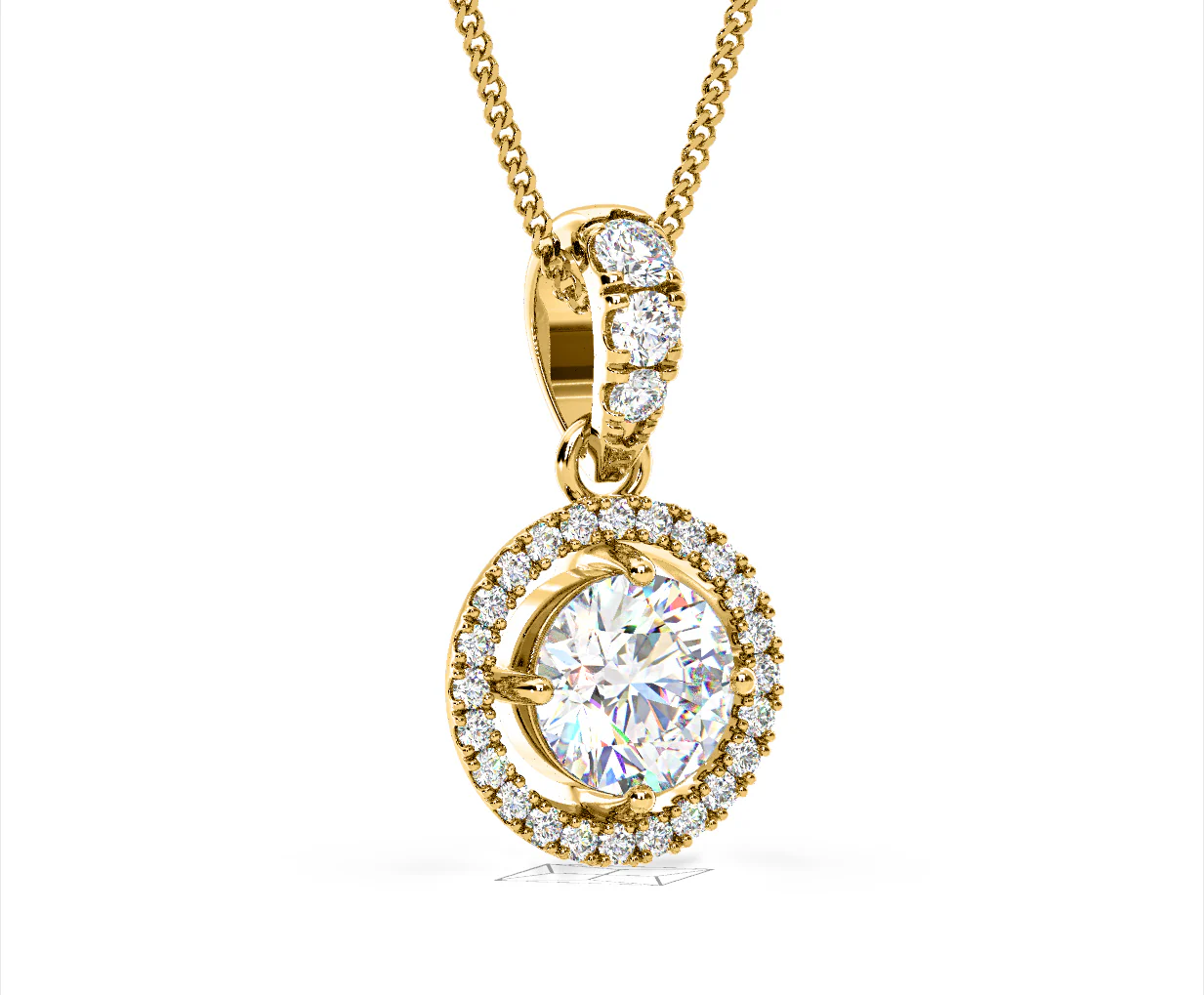 Ella Lab Diamond Halo 1.38ct Pendant Necklace in 18K Yellow Gold F/VS1 - Image 81