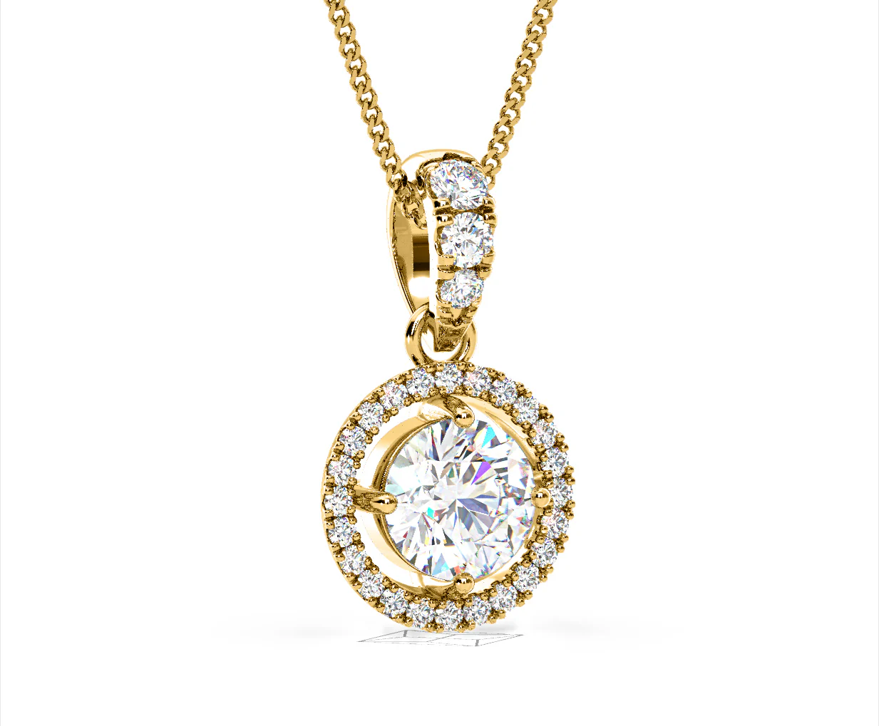 Ella Lab Diamond Halo 1.38ct Pendant Necklace in 18K Yellow Gold F/VS1 - Image 82