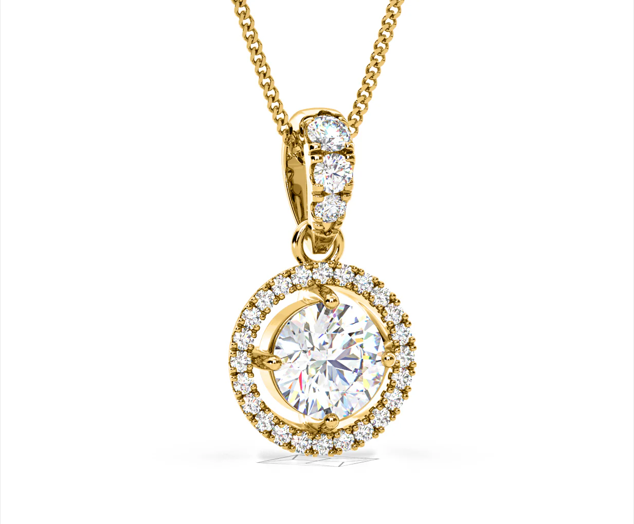 Ella Lab Diamond Halo 1.38ct Pendant Necklace in 18K Yellow Gold F/VS1 - Image 83
