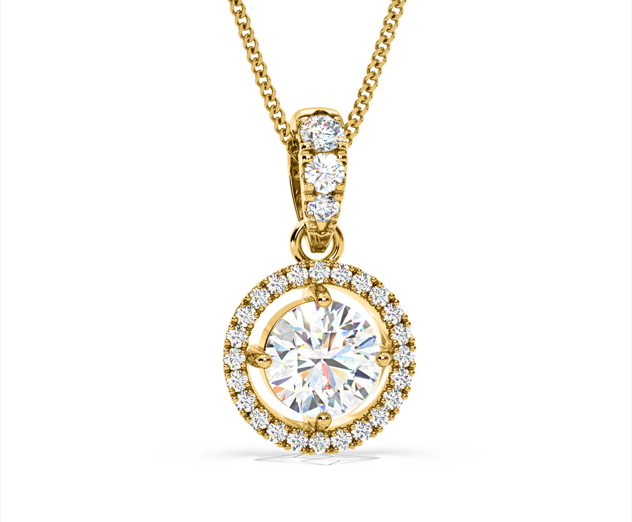 Ella Lab Diamond Halo 1.38ct Pendant Necklace in 18K Yellow Gold F/VS1 - Image 85