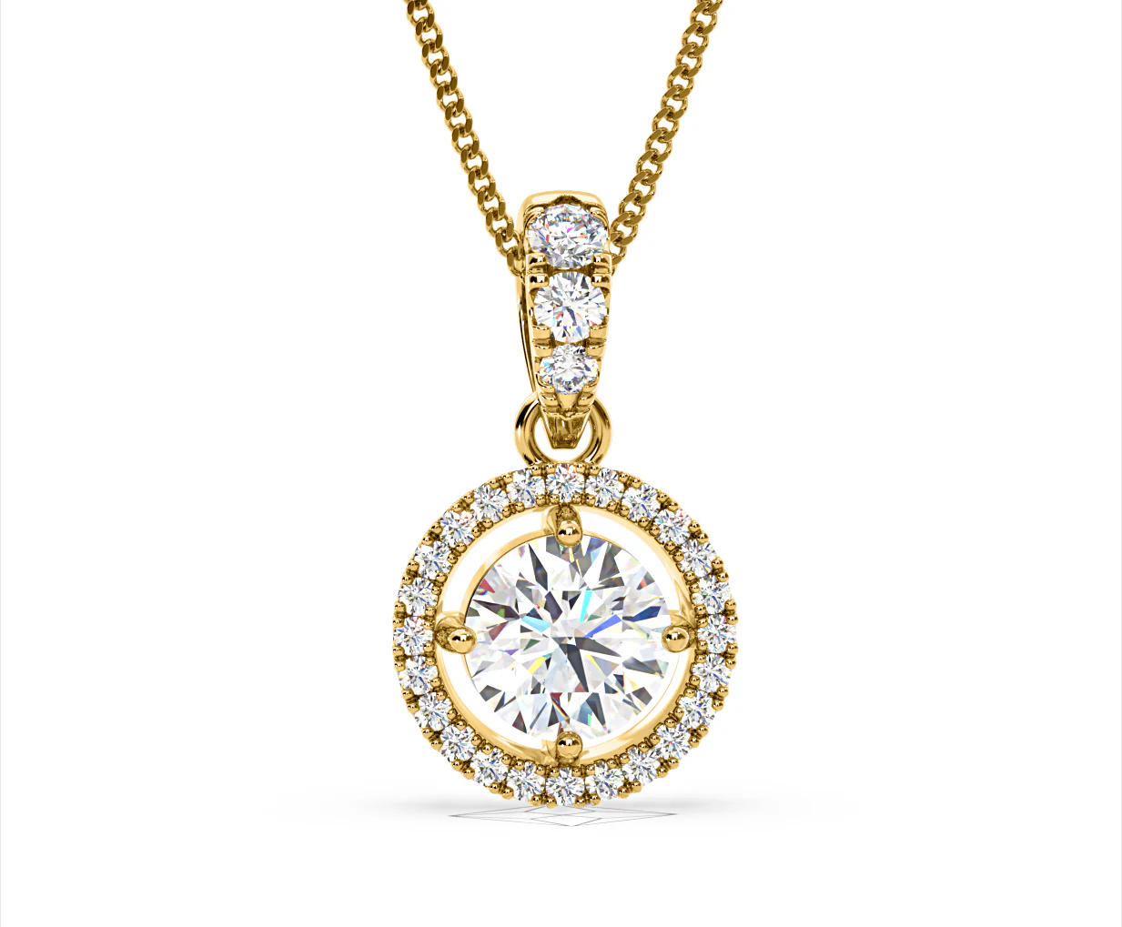 Ella Lab Diamond Halo 1.38ct Pendant Necklace in 18K Yellow Gold F/VS1 - Image 86