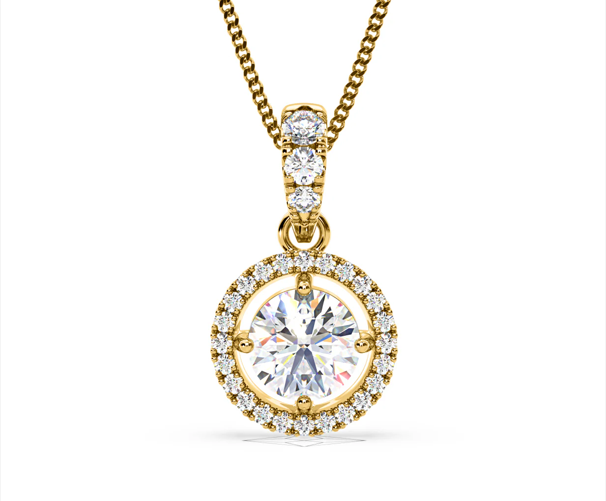 Ella Lab Diamond Halo 1.38ct Pendant Necklace in 18K Yellow Gold F/VS1 - Image 87