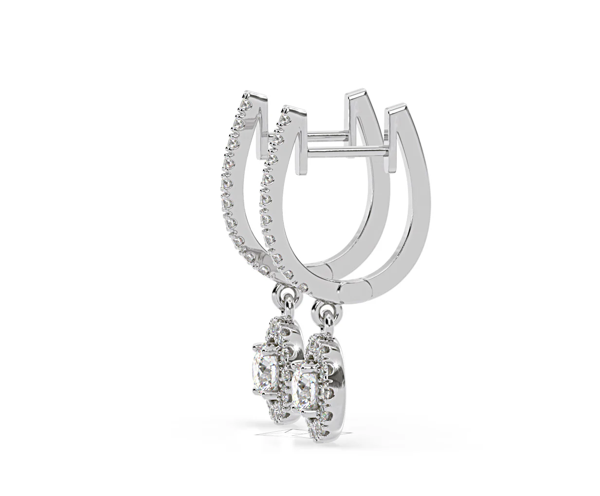 Ella Lab Diamond Halo Drop Earrings 1.48ct in 18K White Gold F/VS1 - Image 24