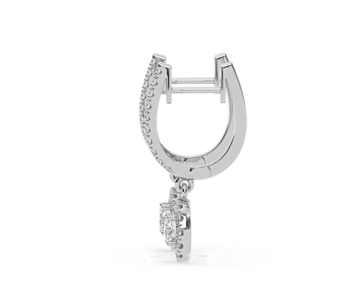 Ella Lab Diamond Halo Drop Earrings 1.48ct in 18K White Gold F/VS1 - Image 26