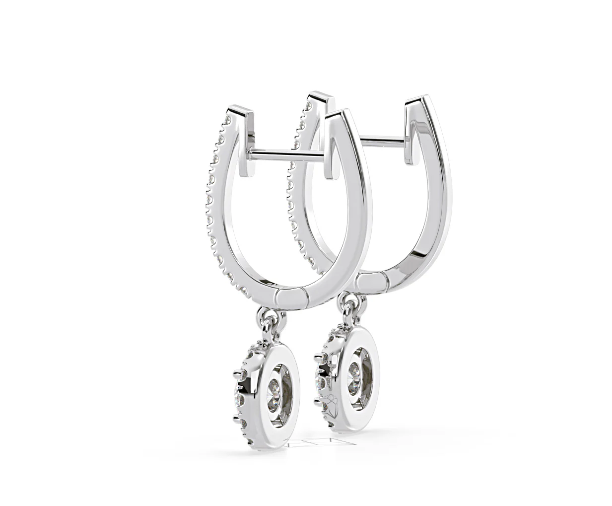Ella Lab Diamond Halo Drop Earrings 1.48ct in 18K White Gold F/VS1 - Image 32