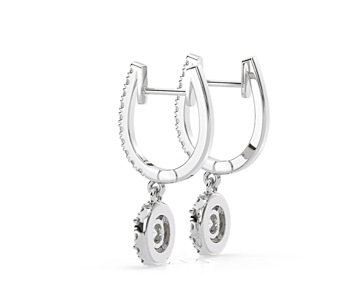 Ella Lab Diamond Halo Drop Earrings 1.48ct in 18K White Gold F/VS1 - Image 33