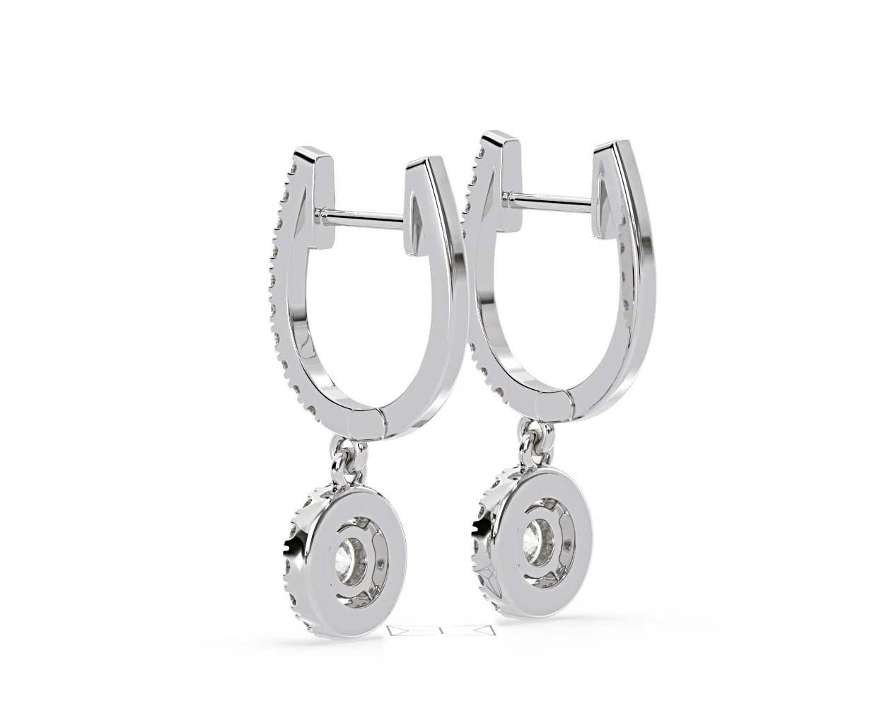 Ella Lab Diamond Halo Drop Earrings 1.48ct in 18K White Gold F/VS1 - Image 36