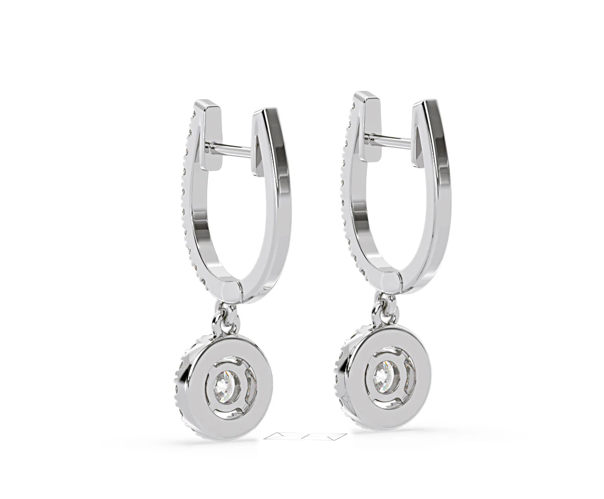 Ella Lab Diamond Halo Drop Earrings 1.48ct in 18K White Gold F/VS1 - Image 39
