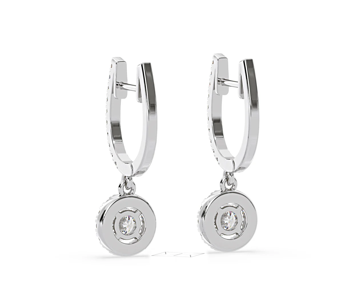 Ella Lab Diamond Halo Drop Earrings 1.48ct in 18K White Gold F/VS1 - Image 41