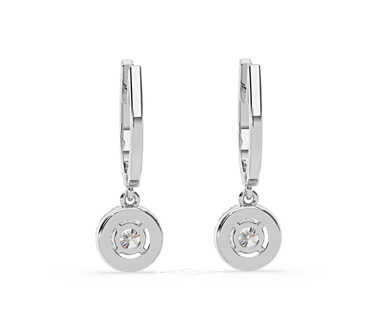 Ella Lab Diamond Halo Drop Earrings 1.48ct in 18K White Gold F/VS1 - Image 45