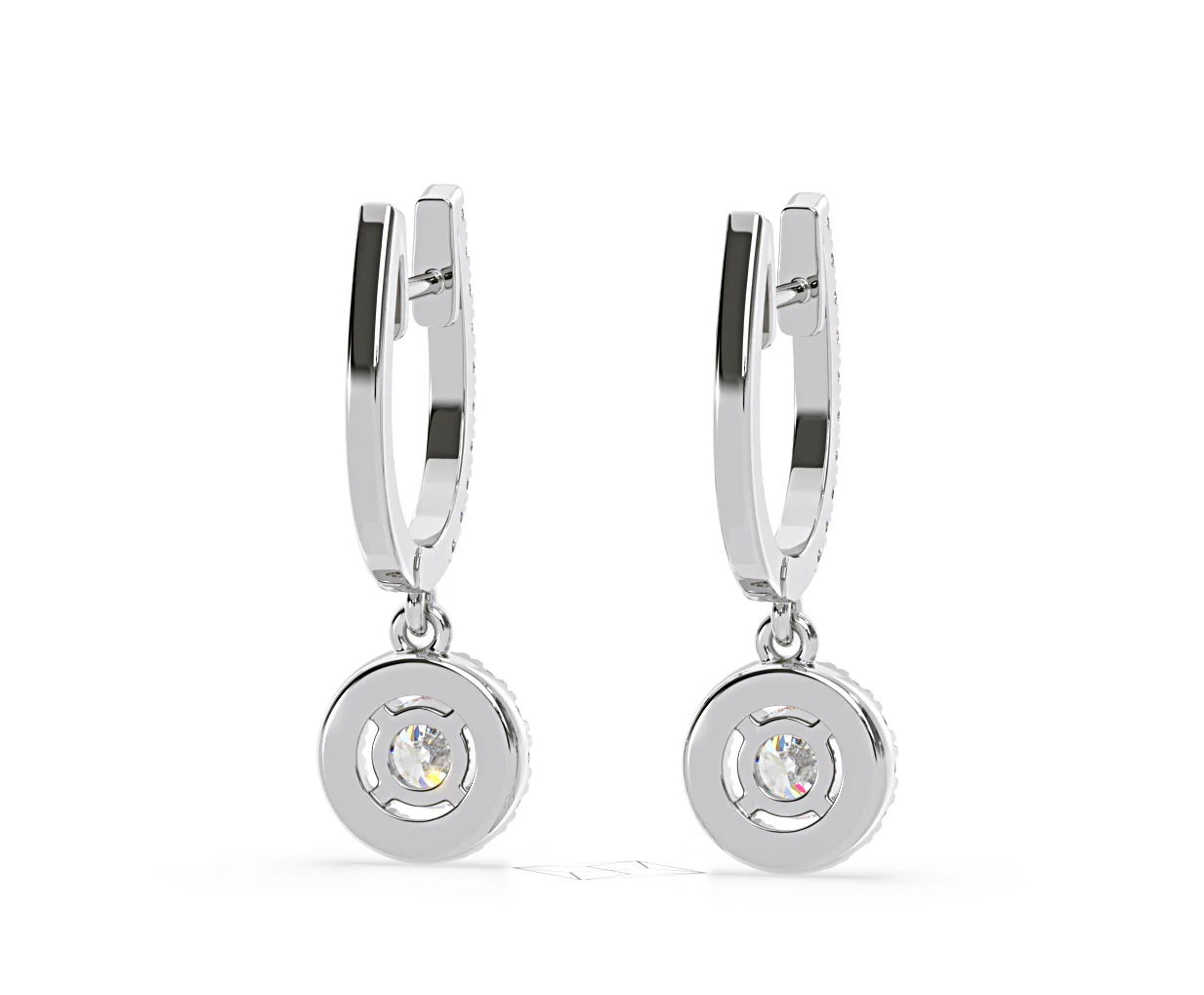 Ella Lab Diamond Halo Drop Earrings 1.48ct in 18K White Gold F/VS1 - Image 50