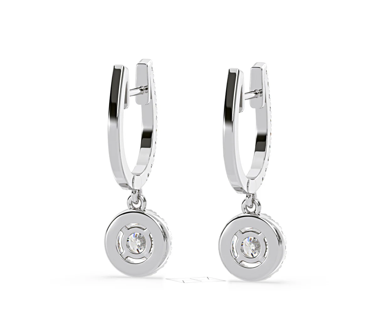 Ella Lab Diamond Halo Drop Earrings 1.48ct in 18K White Gold F/VS1 - Image 51