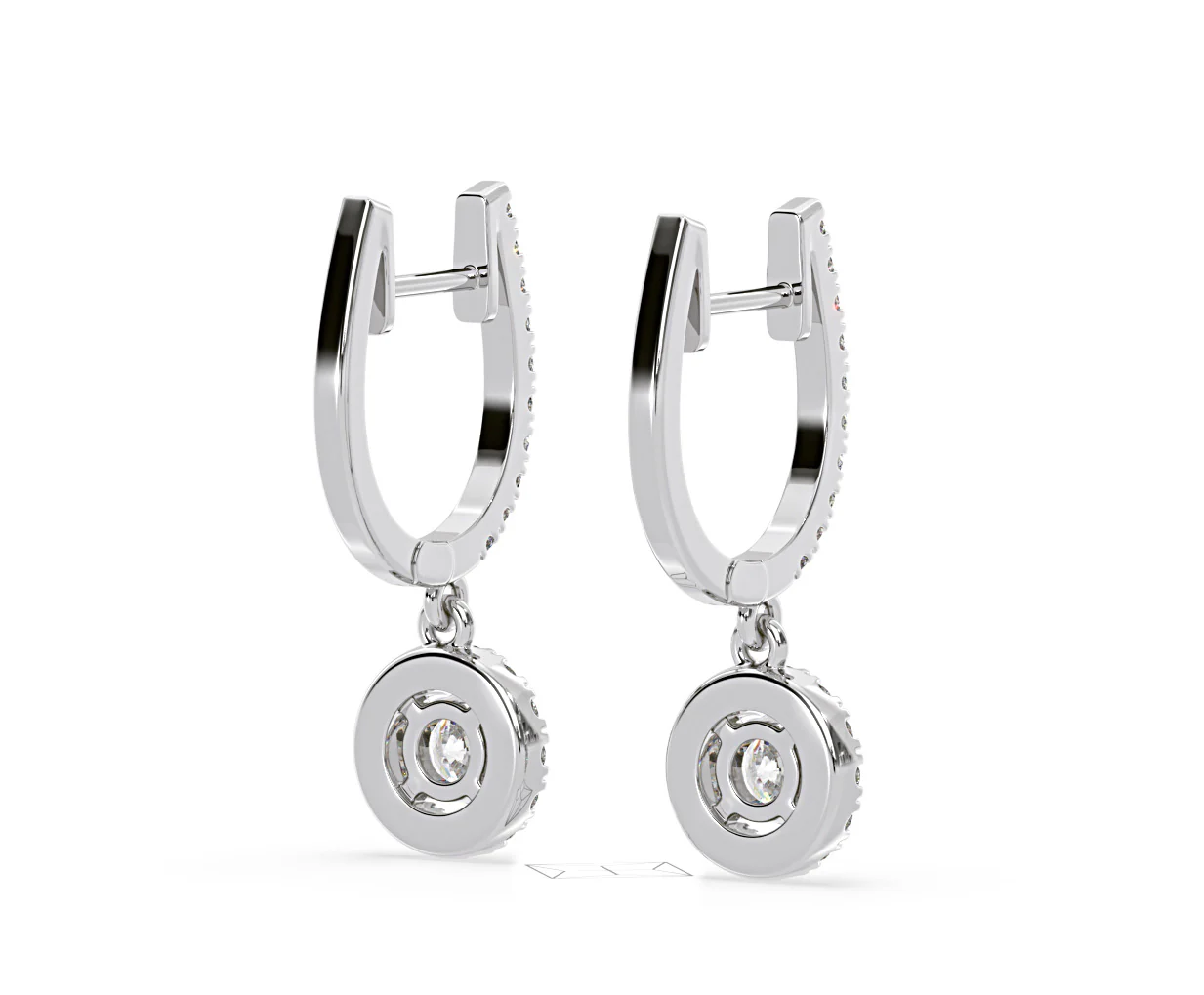 Ella Lab Diamond Halo Drop Earrings 1.48ct in 18K White Gold F/VS1 - Image 54