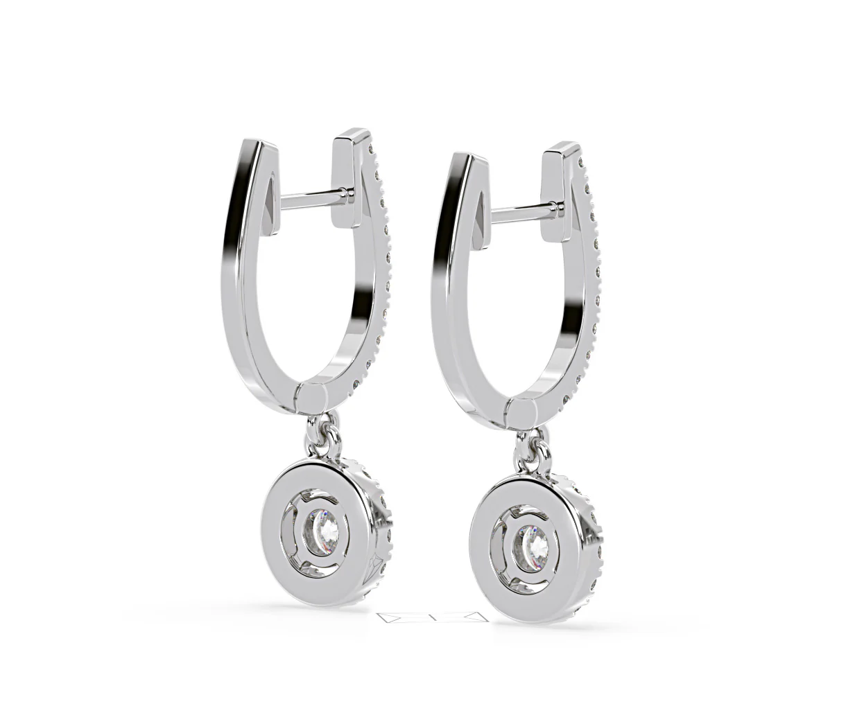 Ella Lab Diamond Halo Drop Earrings 1.48ct in 18K White Gold F/VS1 - Image 55