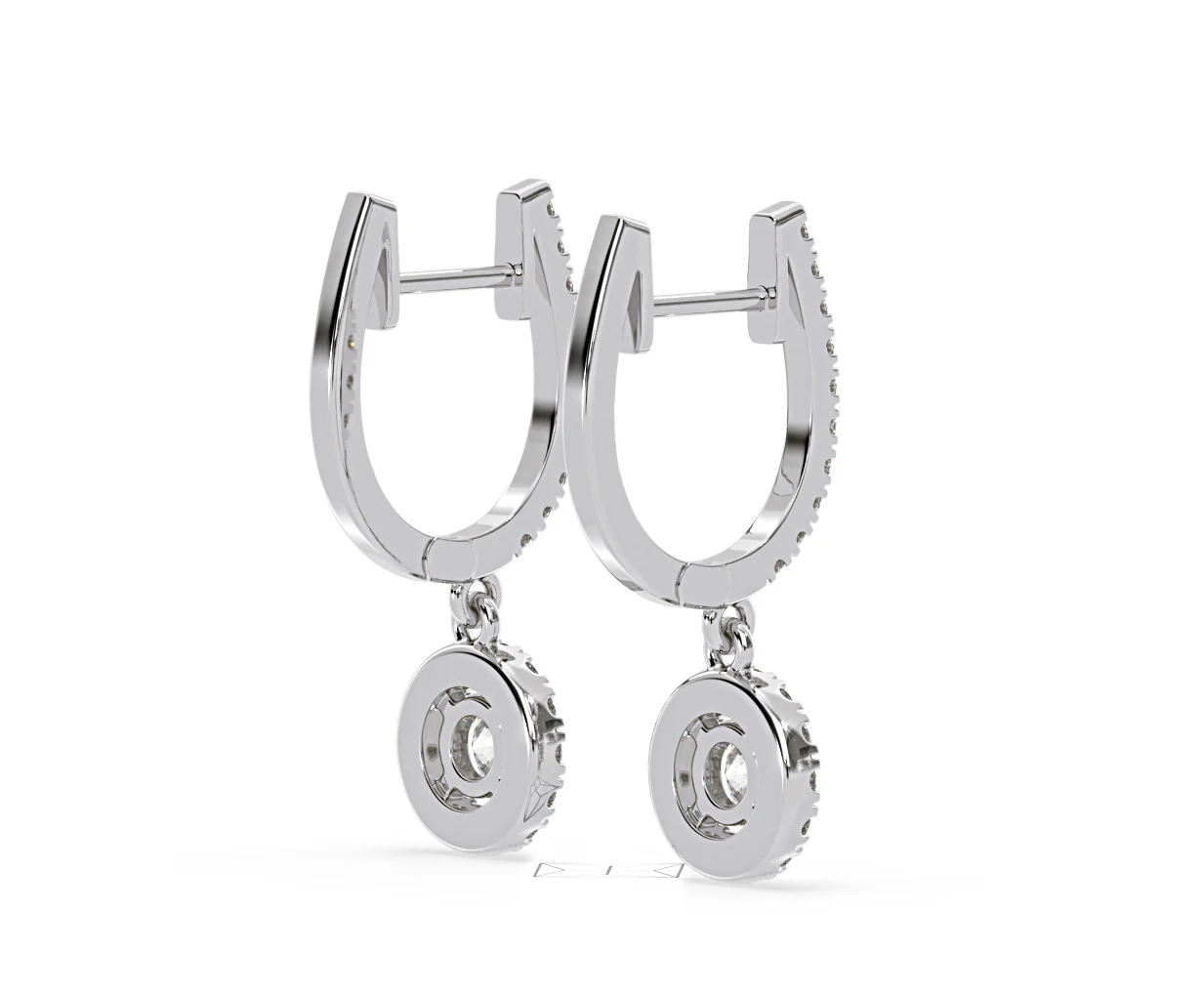Ella Lab Diamond Halo Drop Earrings 1.48ct in 18K White Gold F/VS1 - Image 57