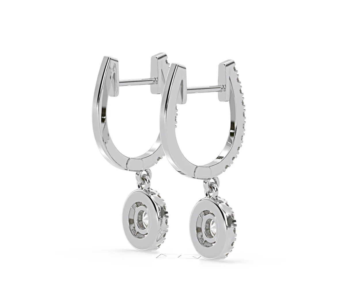 Ella Lab Diamond Halo Drop Earrings 1.48ct in 18K White Gold F/VS1 - Image 58