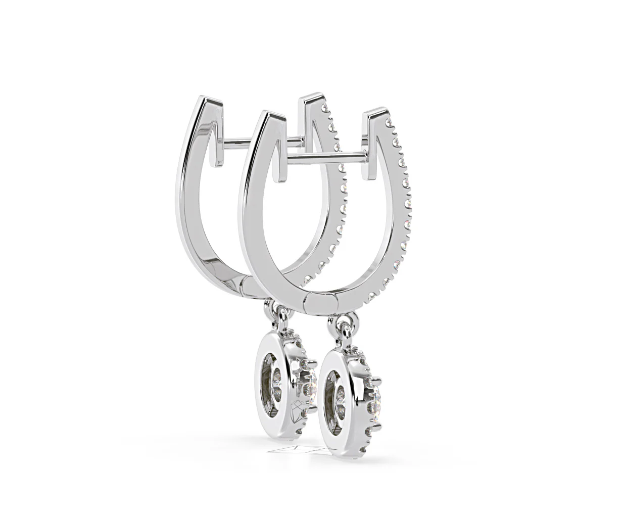 Ella Lab Diamond Halo Drop Earrings 1.48ct in 18K White Gold F/VS1 - Image 62