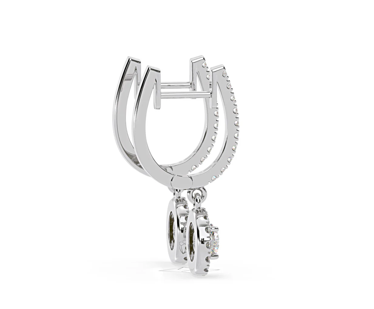 Ella Lab Diamond Halo Drop Earrings 1.48ct in 18K White Gold F/VS1 - Image 64