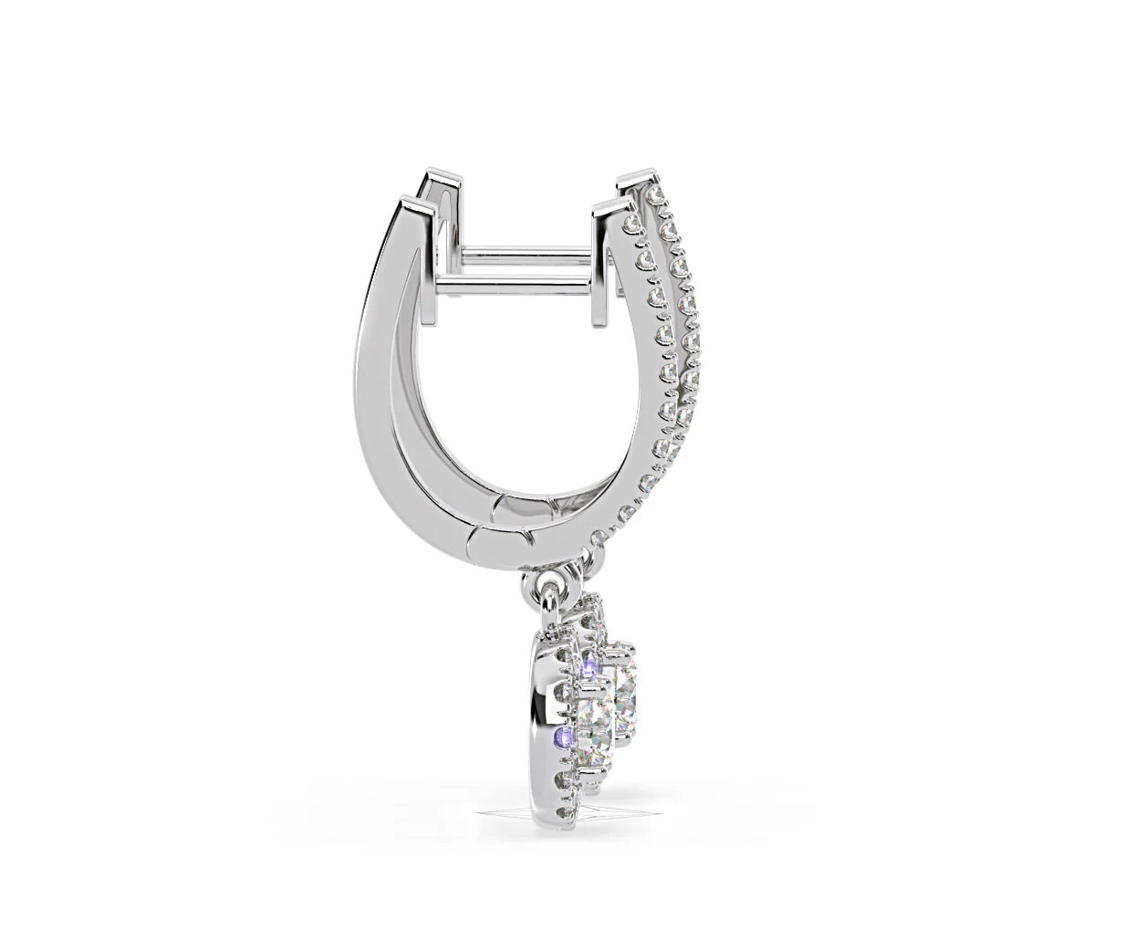 Ella Lab Diamond Halo Drop Earrings 1.48ct in 18K White Gold F/VS1 - Image 67