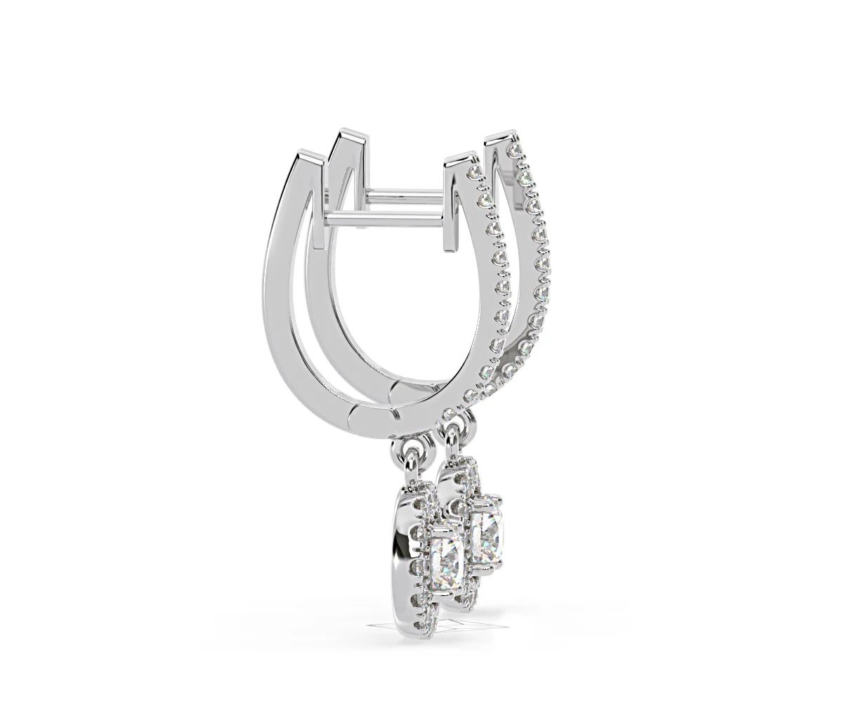 Ella Lab Diamond Halo Drop Earrings 1.48ct in 18K White Gold F/VS1 - Image 68