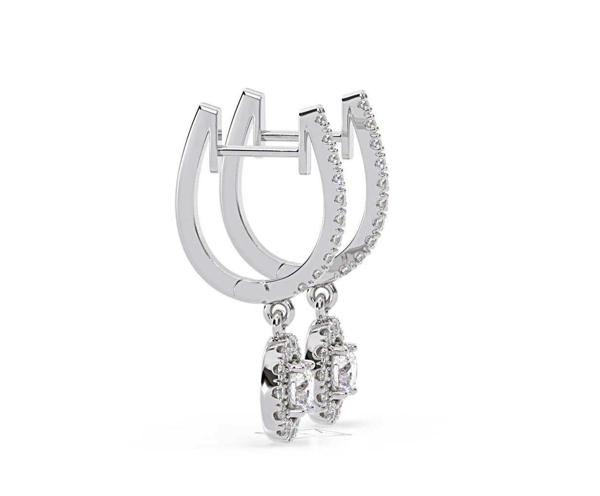 Ella Lab Diamond Halo Drop Earrings 1.48ct in 18K White Gold F/VS1 - Image 69