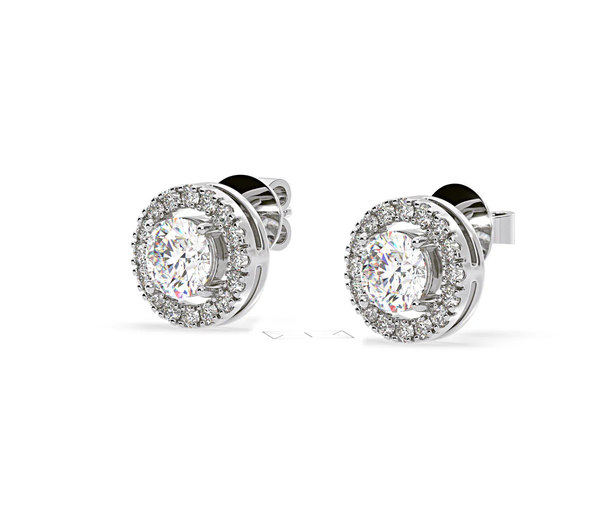 Ella Lab Diamond Halo Earrings 1.34ct in 18K White Gold F/VS1 - Image 15