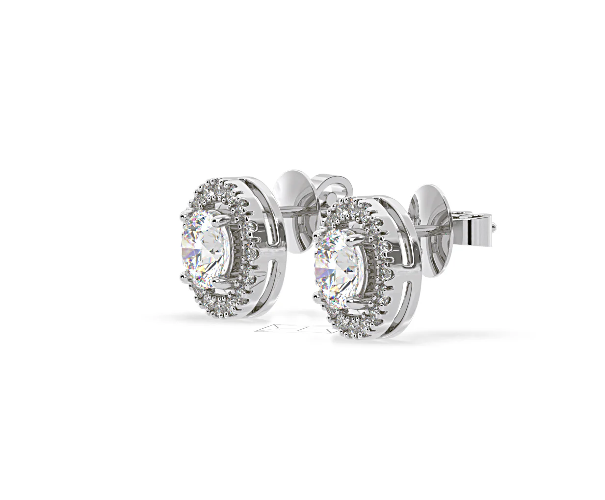 Ella Lab Diamond Halo Earrings 1.34ct in 18K White Gold F/VS1 - Image 20