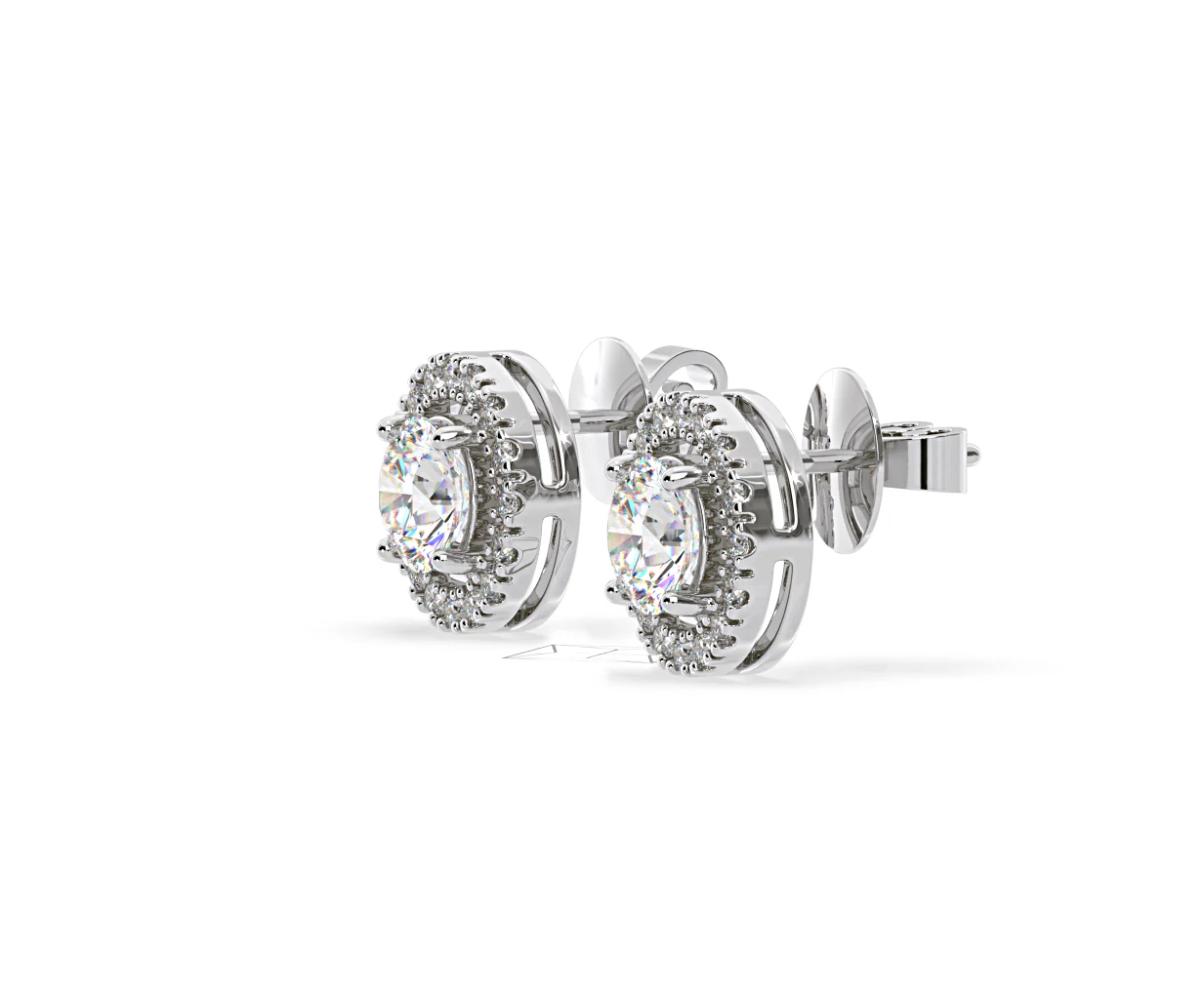 Ella Lab Diamond Halo Earrings 1.34ct in 18K White Gold F/VS1 - Image 21