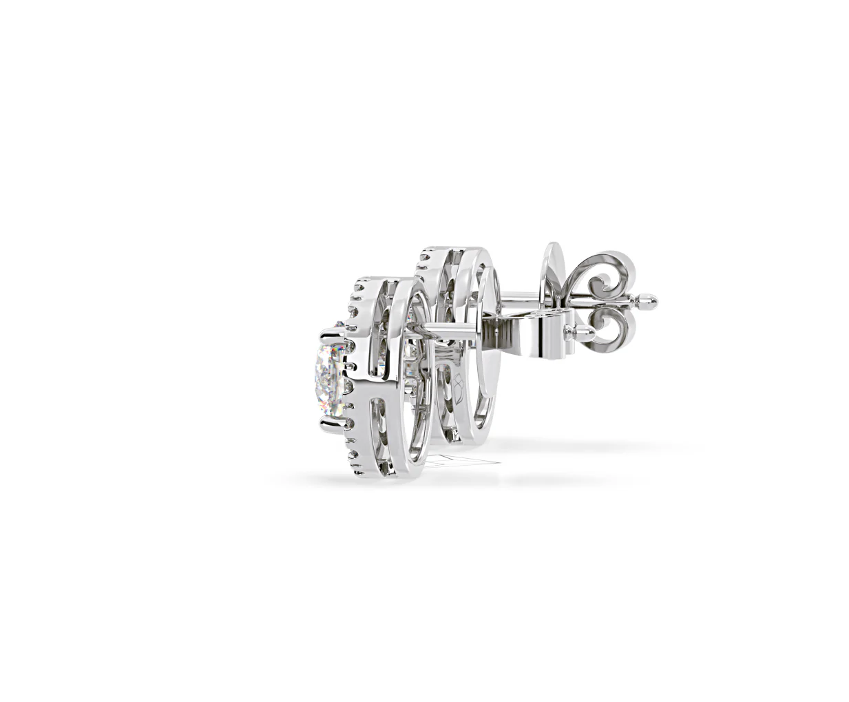Ella Lab Diamond Halo Earrings 1.34ct in 18K White Gold F/VS1 - Image 29