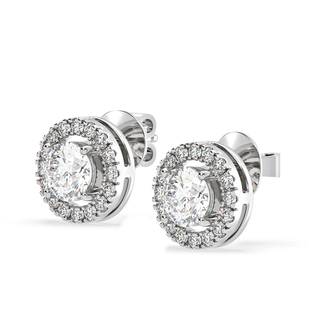 Ella Lab Diamond Halo Earrings 1.34ct in 18K White Gold F/VS1 - Image 3