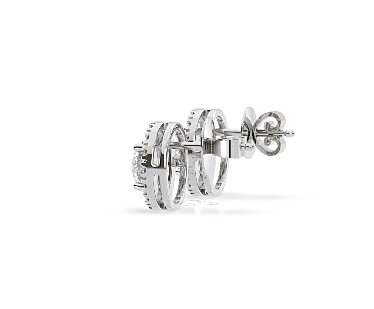 Ella Lab Diamond Halo Earrings 1.34ct in 18K White Gold F/VS1 - Image 30