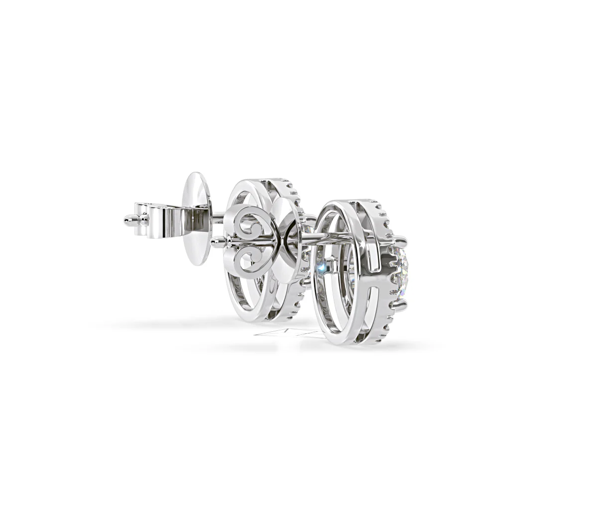 Ella Lab Diamond Halo Earrings 1.34ct in 18K White Gold F/VS1 - Image 62