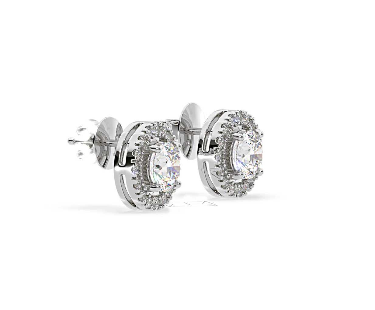 Ella Lab Diamond Halo Earrings 1.34ct in 18K White Gold F/VS1 - Image 73