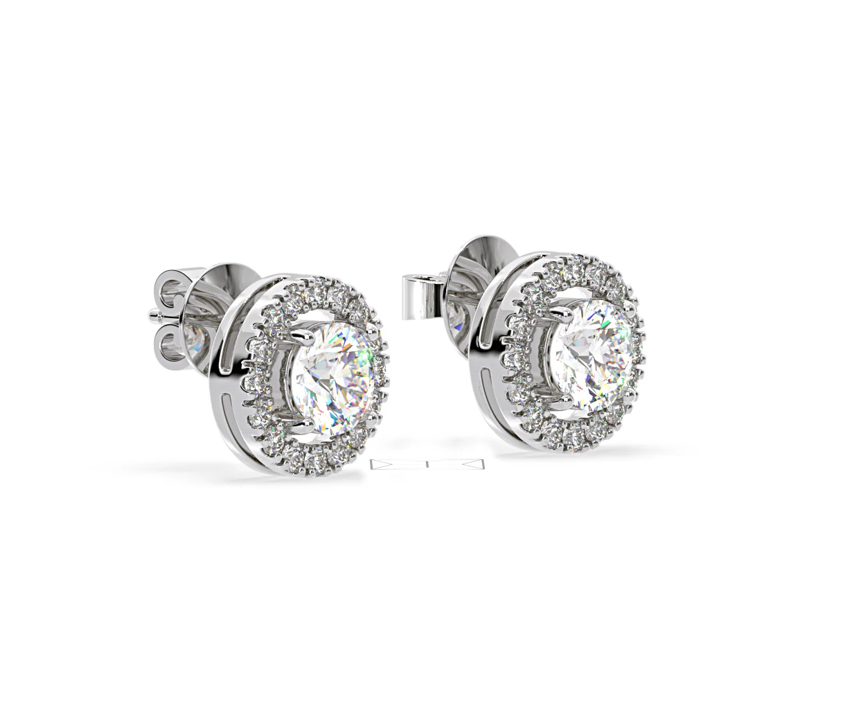 Ella Lab Diamond Halo Earrings 1.34ct in 18K White Gold F/VS1 - Image 76