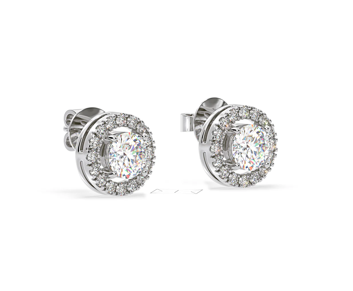 Ella Lab Diamond Halo Earrings 1.34ct in 18K White Gold F/VS1 - Image 78