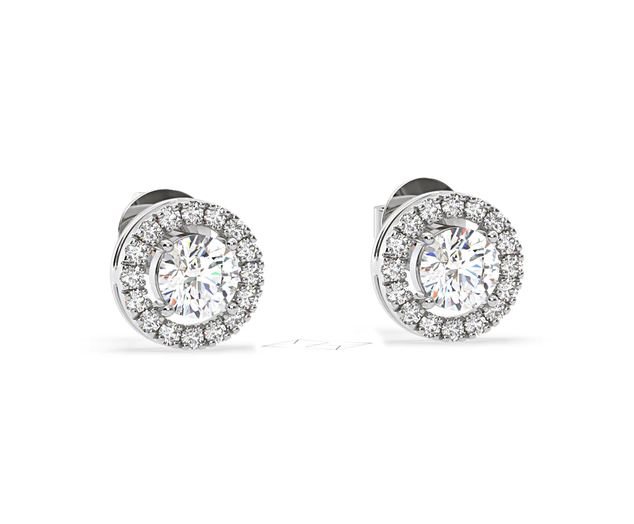 Ella Lab Diamond Halo Earrings 1.34ct in 18K White Gold F/VS1 - Image 82
