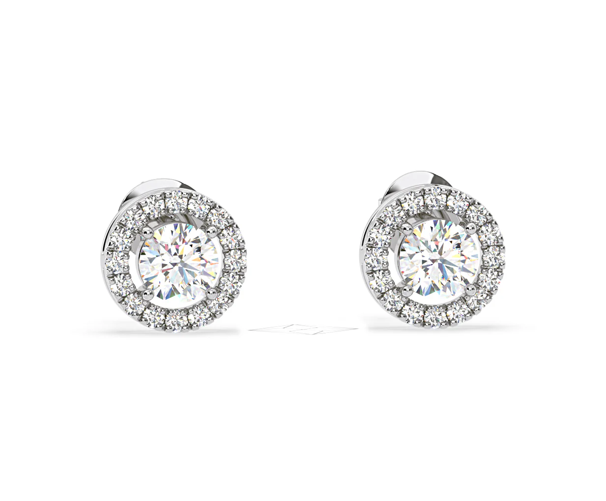 Ella Lab Diamond Halo Earrings 1.34ct in 18K White Gold F/VS1 - Image 84