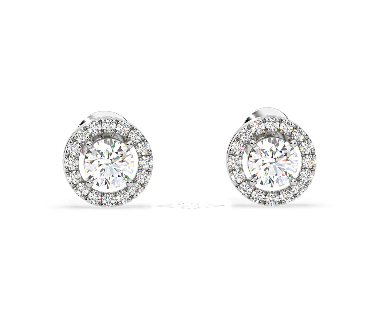 Ella Lab Diamond Halo Earrings 1.34ct in 18K White Gold F/VS1 - Image 85