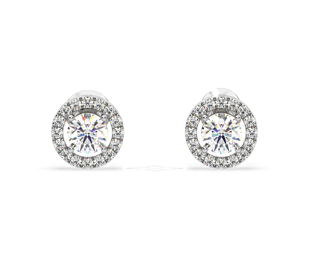 Ella Lab Diamond Halo Earrings 1.34ct in 18K White Gold F/VS1 - Image 86