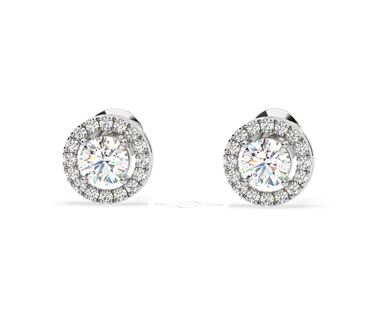 Ella Lab Diamond Halo Earrings 1.34ct in 18K White Gold F/VS1 - Image 9