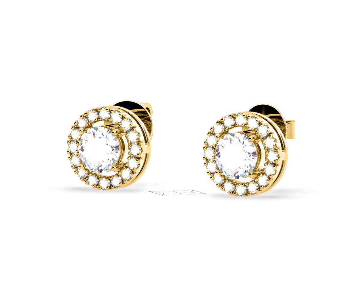 Ella Lab Diamond Halo Earrings 1.34ct in 18K Yellow Gold F/VS1 - Image 13